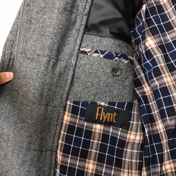 Flynt Men’s Rizzo 42R Wool Blend Gray Multi-Pocket Zip-Up 3-Button Blazer Jacket - Picture 8 of 14